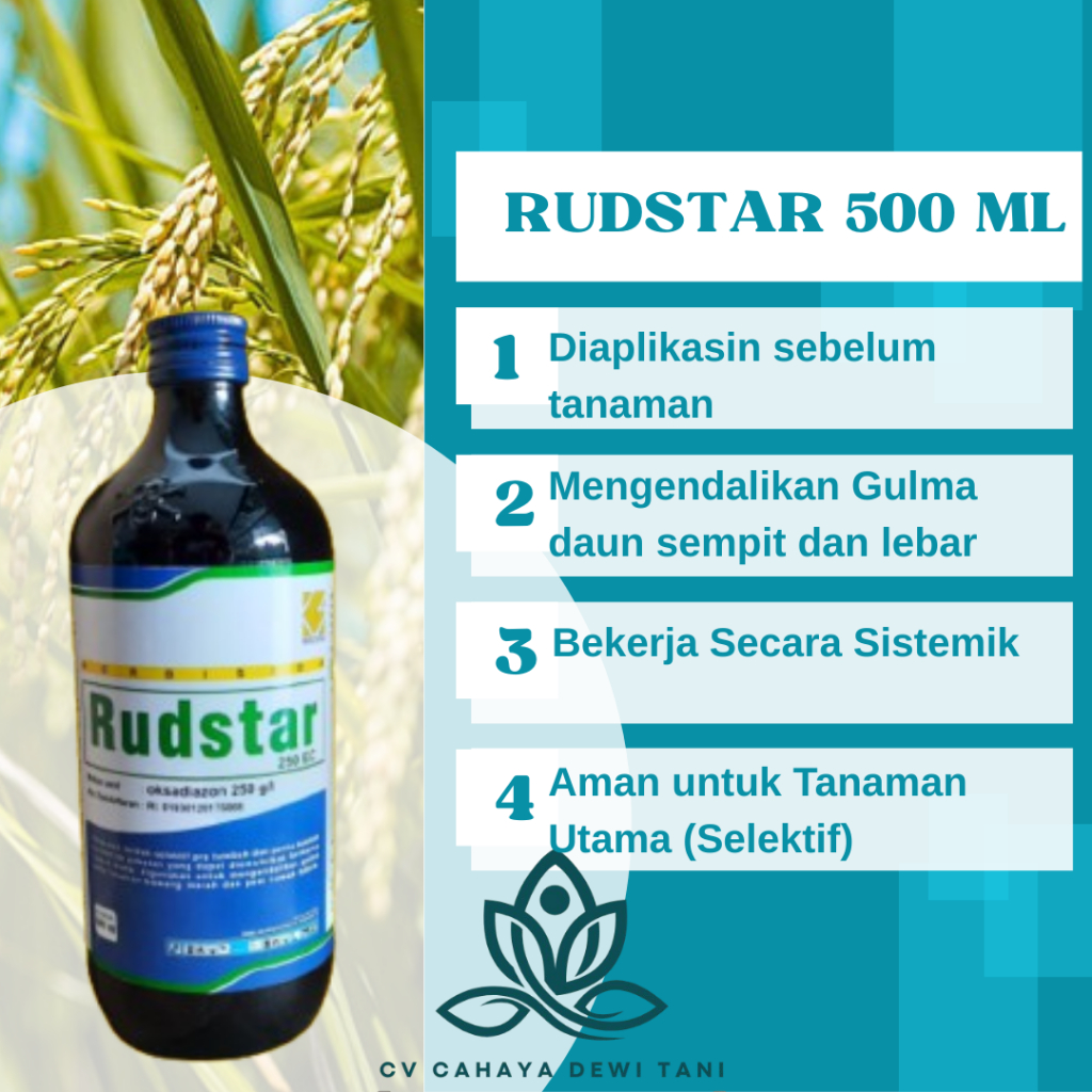 RUDSTAR 500 ML Herbisida Racun Pra Tumbuh Pembeku Biji Gulma Rumput Tanaman Padi