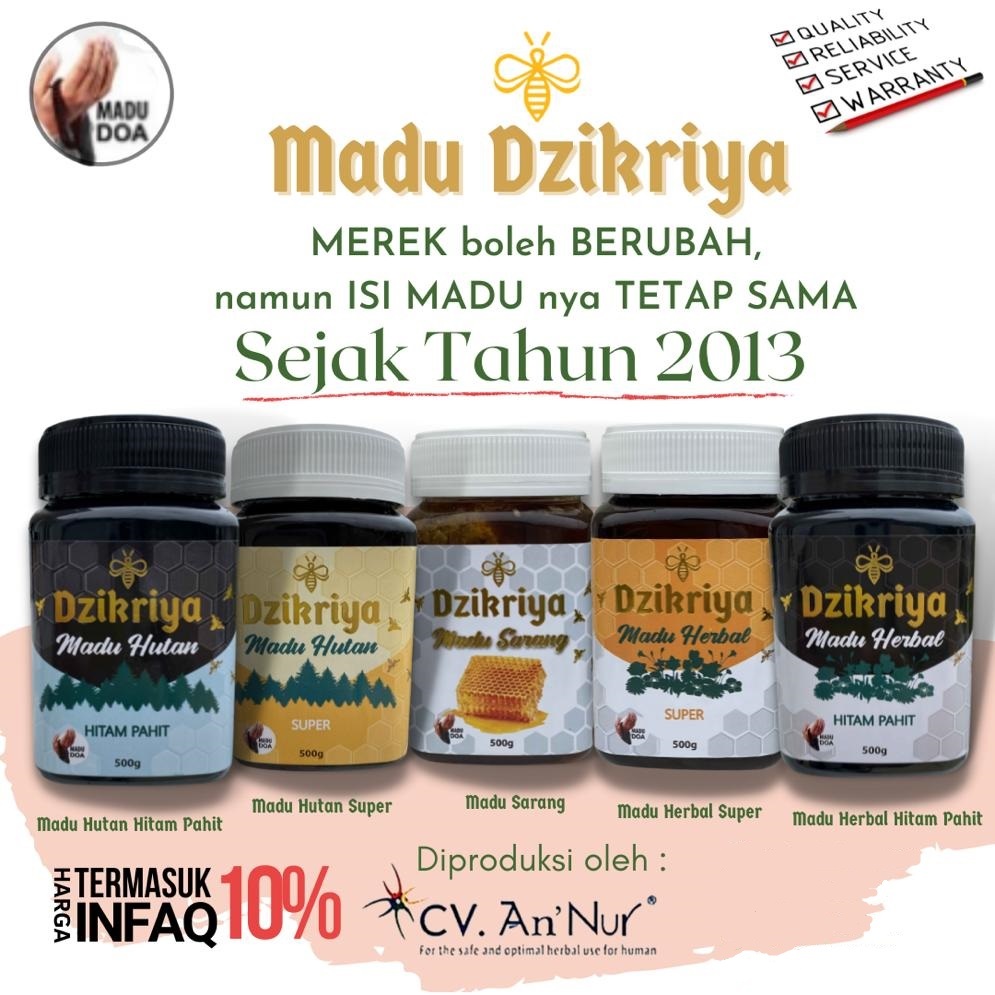 

MADU DZIKRIYA All Varian Original Hutan Hitam Pahit Herbal Super Manis Sarang ada Undian Emas