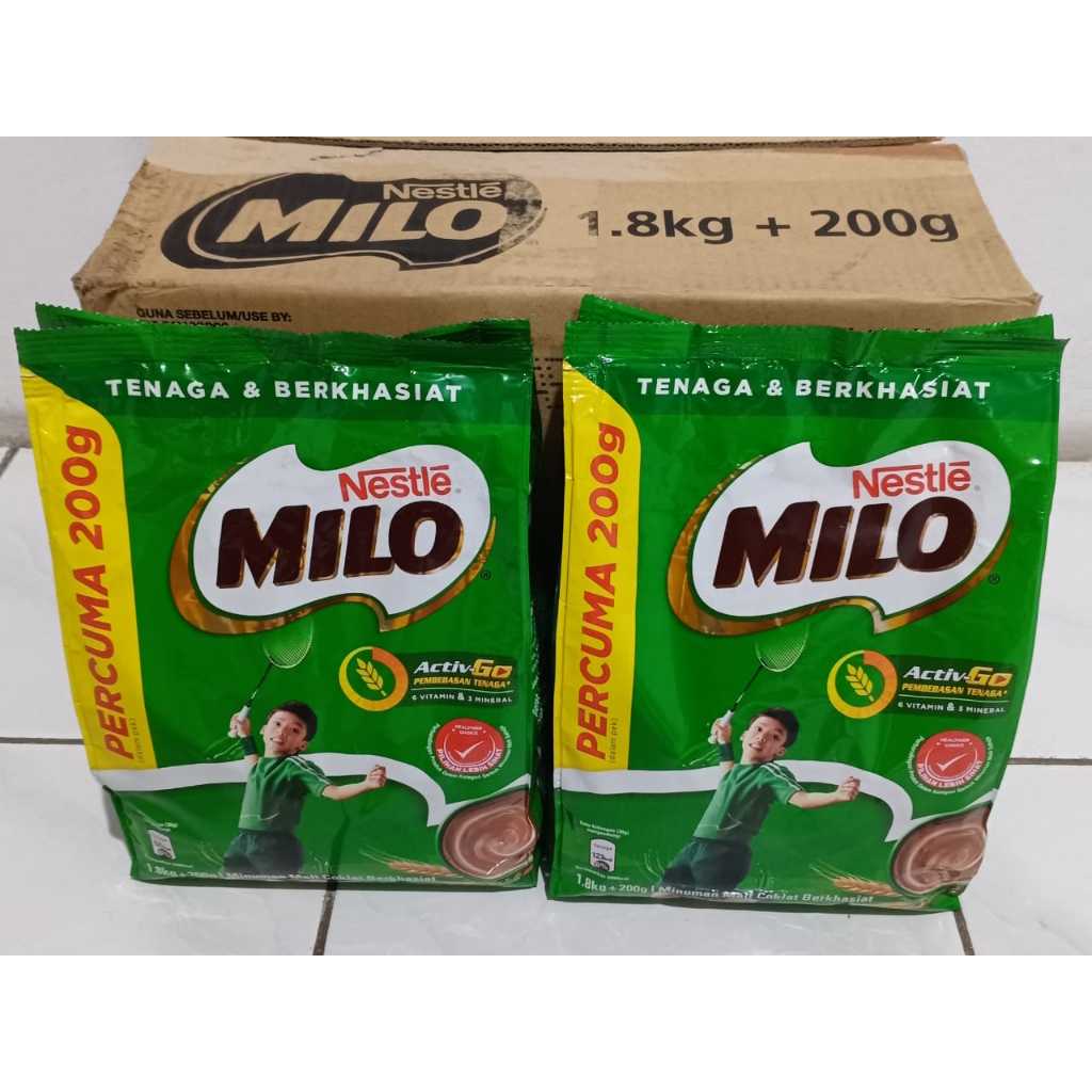 MILO Activ-Go Bubuk Malt Coklat Malaysia 2kg Original - 1.8kg +200gr