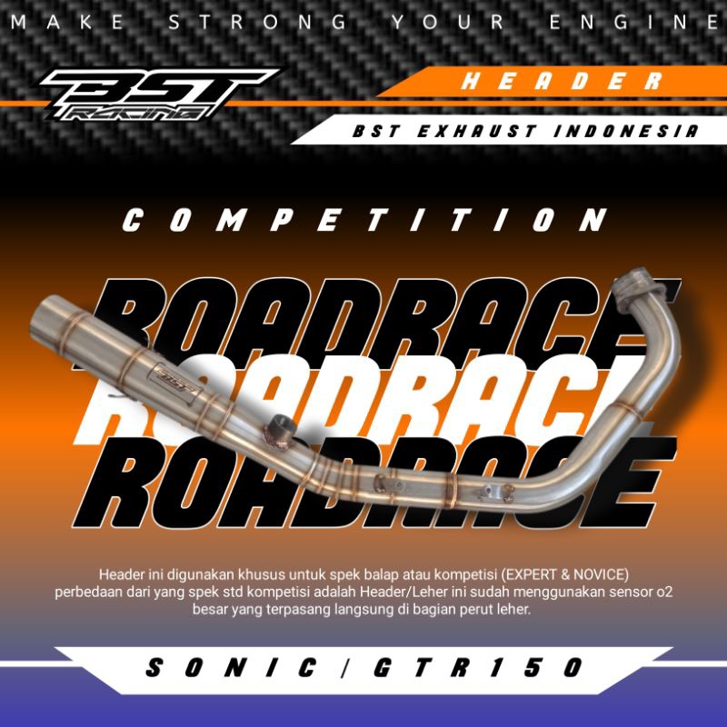 Leher Knalpot Sonic150R dan GTR150 Roadrace BST RACING