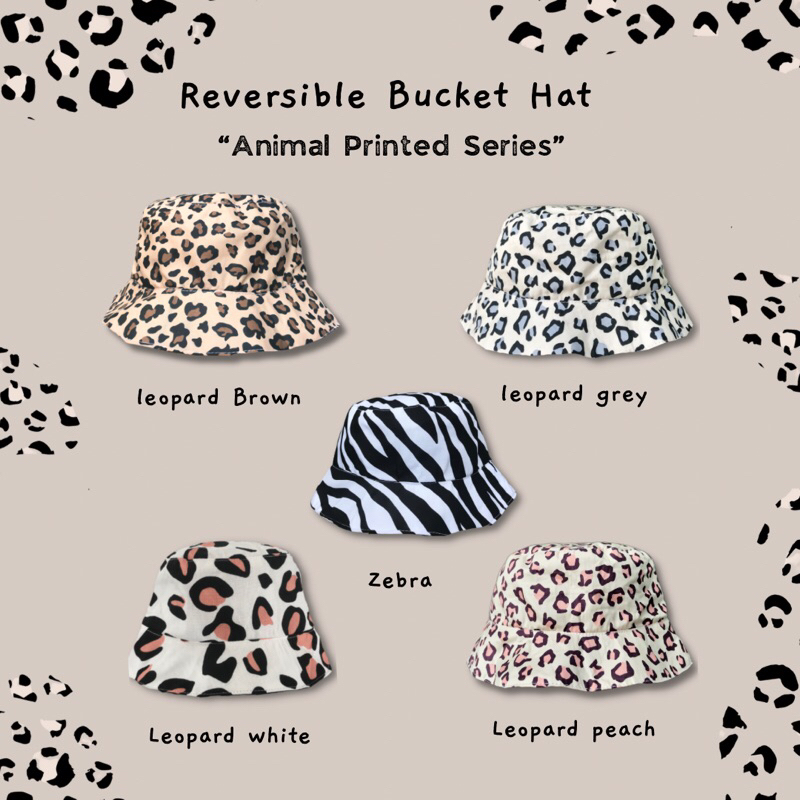 Topi Bucket Hat Anak Bayi Topi Reversible Motif Animal printing Leopard
