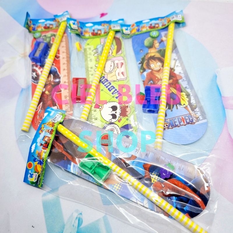 

Set Lengkap Penggaris Pensil Serutan Kartun Lucu