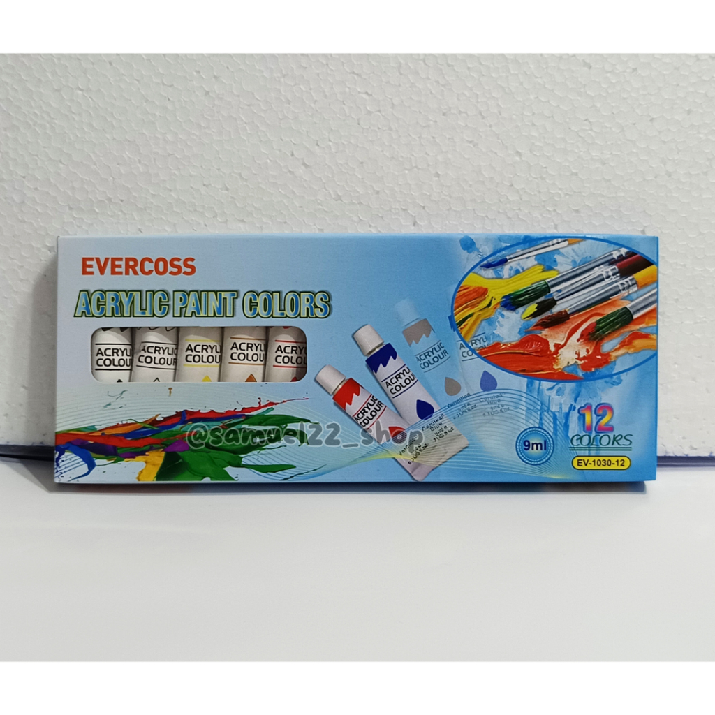 

Cat Akrilik / Acrylic Paint Colors Colours EVERCOSS 12 Warna EV-1030-12 9 ml