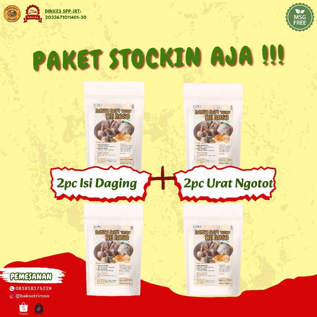 

Paket Bundling Hemat! 4 Porsi Bakso Sapi Instan TRI ROSO, 2 Varian Sekaligus!