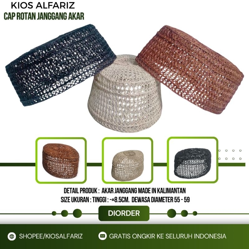 Peci Akar Janggang Asli Kalimantan - Kopiah Rotan Unik