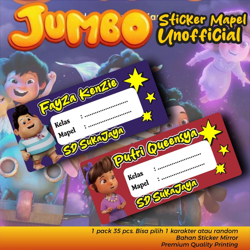 

STICKER NAMA MAPEL SEKOLAH 35 PCS KARAKTER FILM ANIMASI JUMBO 2025 STIKER MATA PELAJARAN