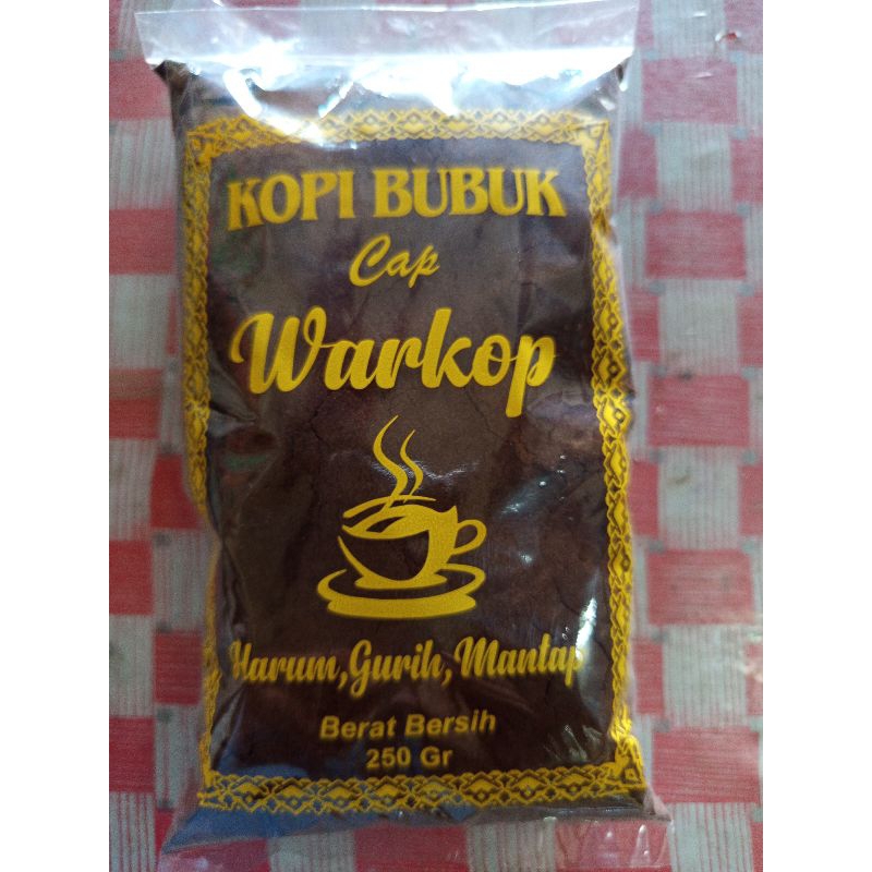 

Kopi Bubuk Hitam "Warkop" Harum Gurih Mantap 250 g