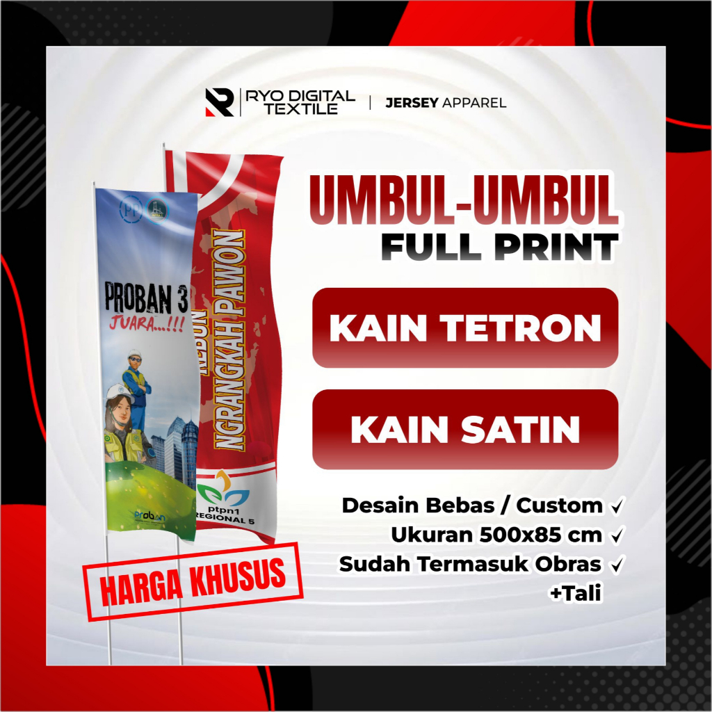 Umbul Umbul Kain murah full print custom