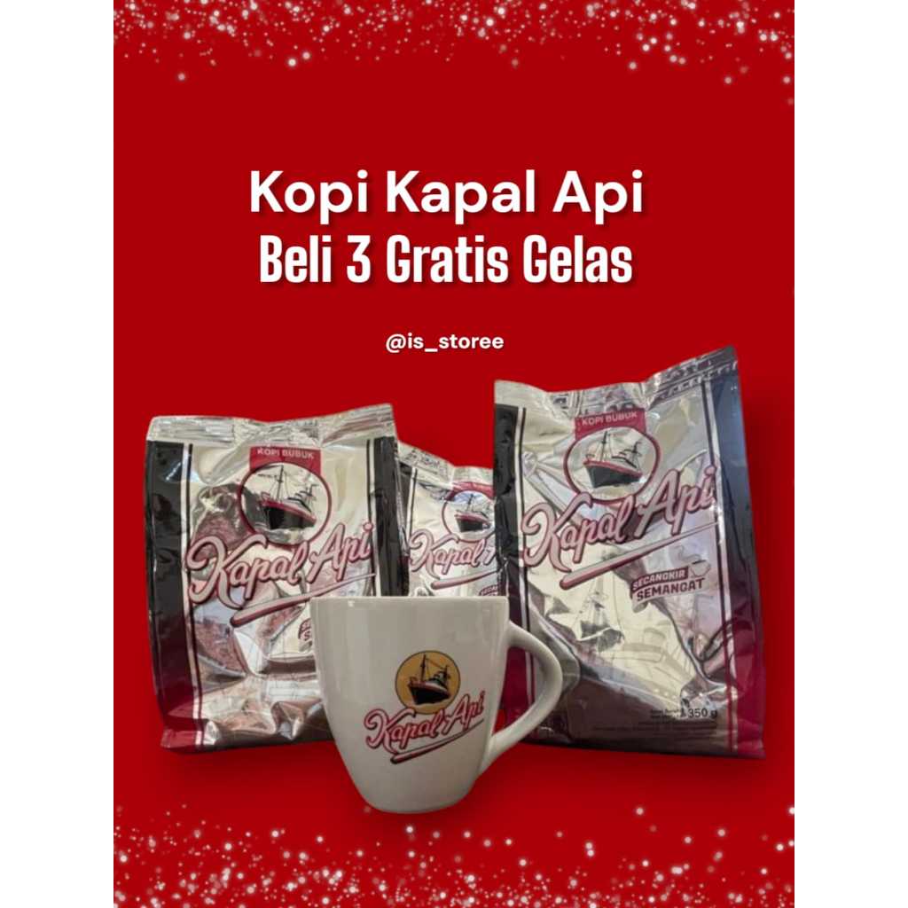 

KOPI KAPAL API 350 I HARGA 3 PCS GRATIS GELAS CANTIK