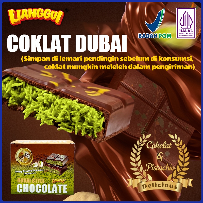 

Lianggui - Coklat Dubai Pistachio Snack Kunafa Sehat untuk Diet Lumer di Mulut Tinggi Protein