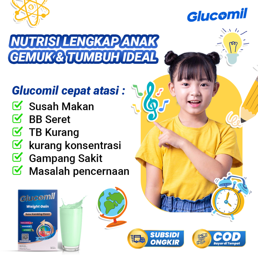 

Susu Pertumbuhan Anak - GLUCOMIL Paket 4 Box - Susu Etawa Plus Ekstrak Alpukat Temulawak Daun Kelor - Penambah Berat Badan & Tinggi Badan Anak