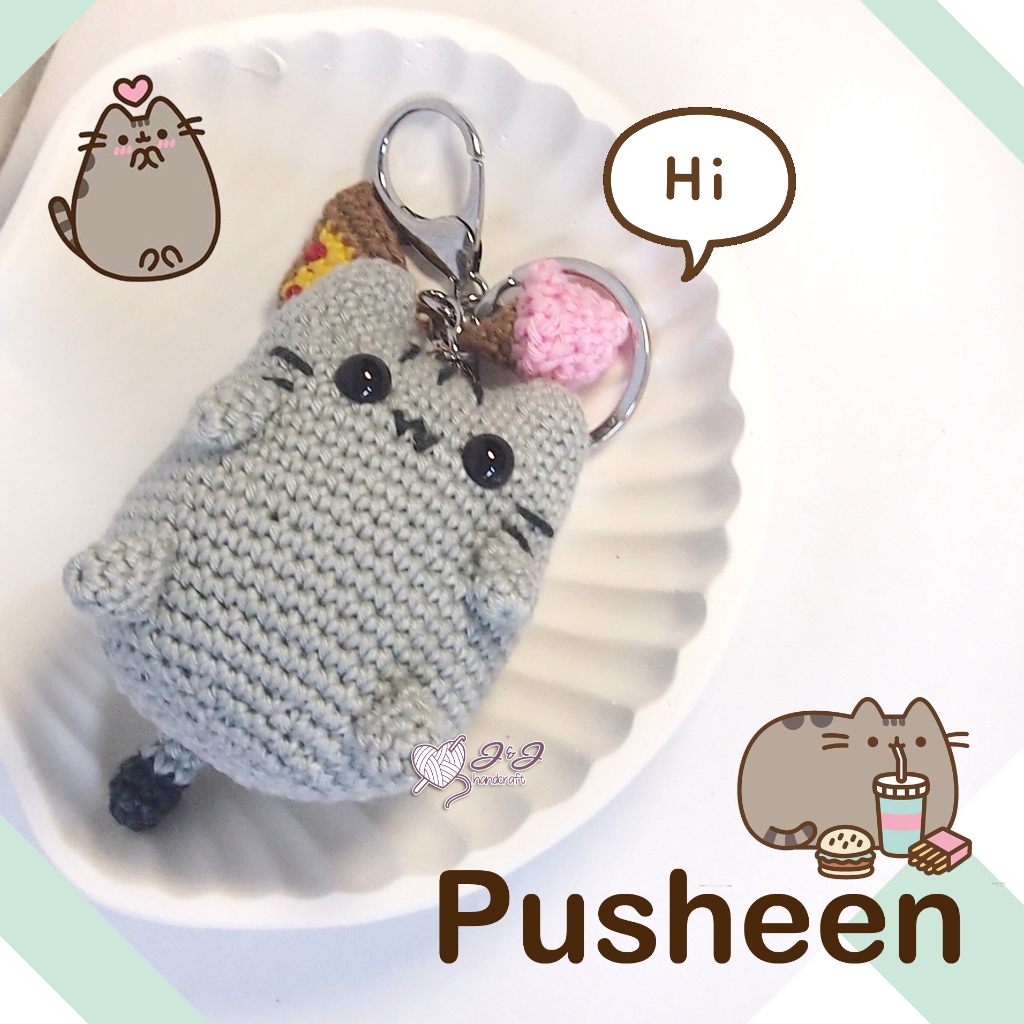 Charm Pusheen Cat amigurumi keychain keyring gantungan tas kunci handmade crochet (satuan)