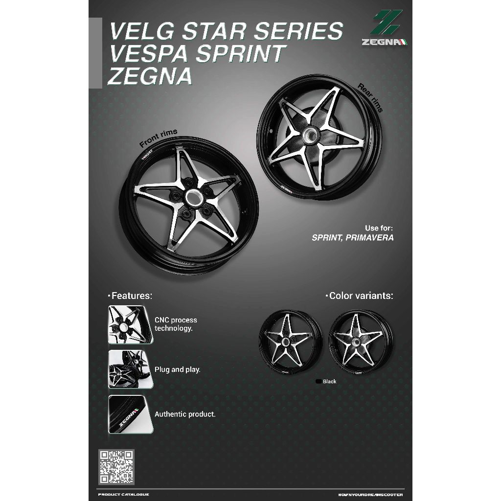 Velg Vespa Matic Bintang Sprint Primavera Star Series Zegna