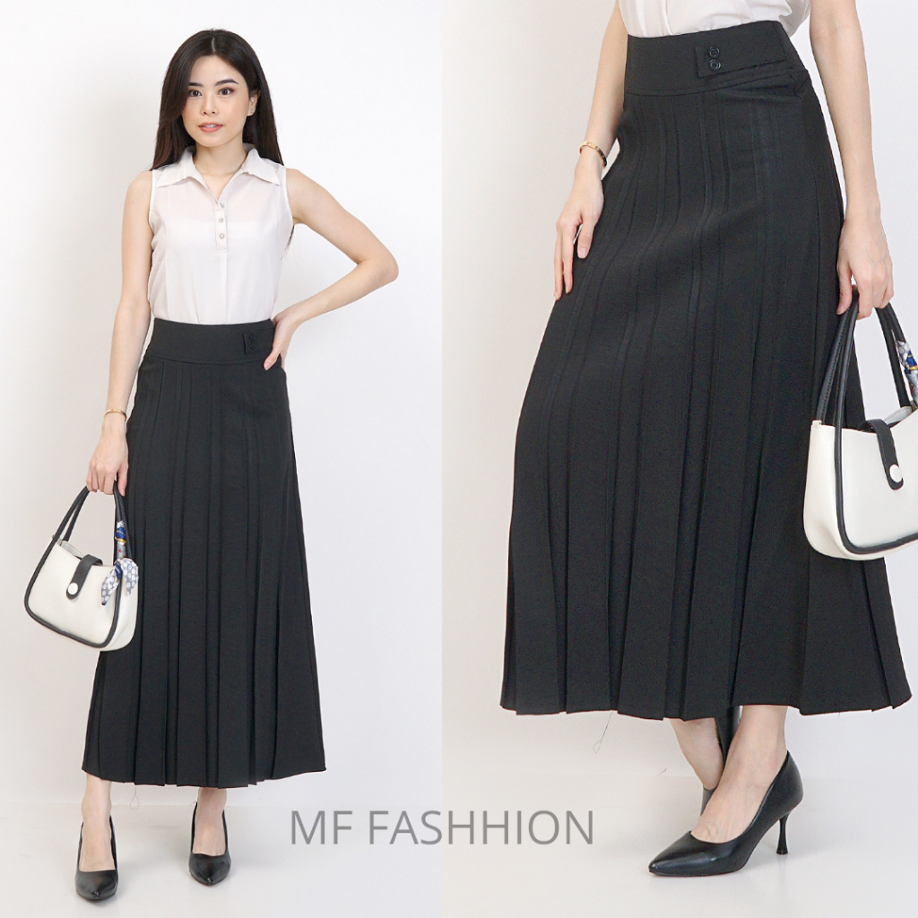 Rok Kerja Kantoran Plisket | Rok Guru | Rok Kuliah | Rok Plisket Hitam