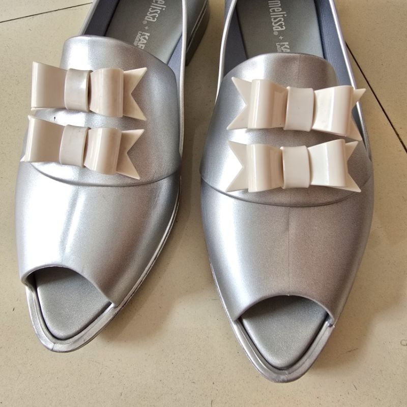 MELISSA KARL LAGERFELD SHOES - SILVER , SIZE 40