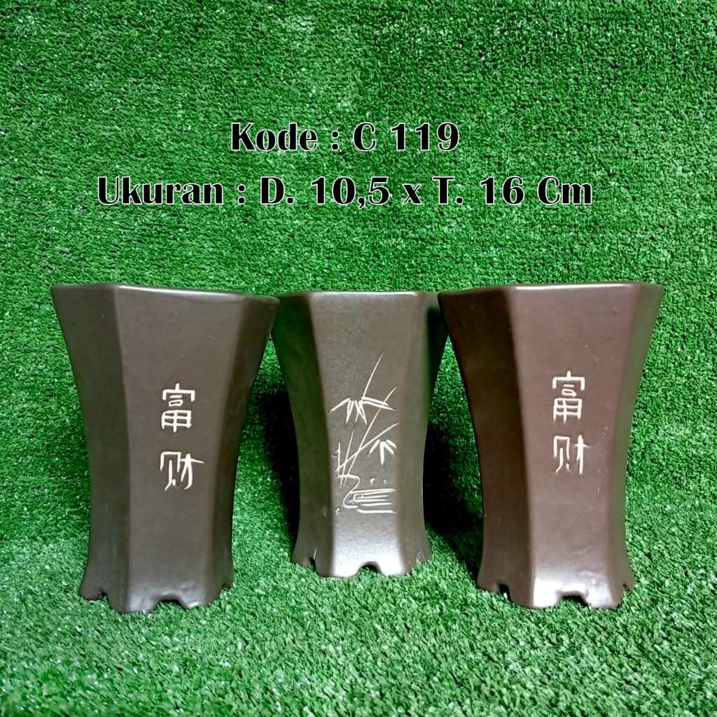 POT KERAMIK BONSAI CASCADE SEGI 6 ( C 119 )