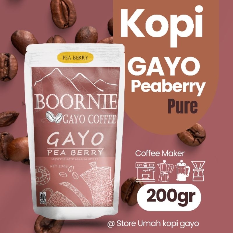 

Kopi Gayo Pea Berry Arabica 200gr base Kopi Tubruk V60 Drip Coffee Umah Kopi Gayo