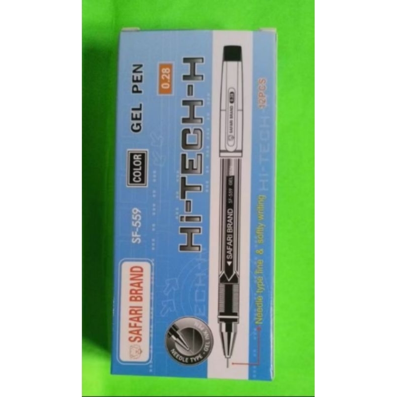 1pak 12pcs pulpen HITECH safari 0,28 hitam