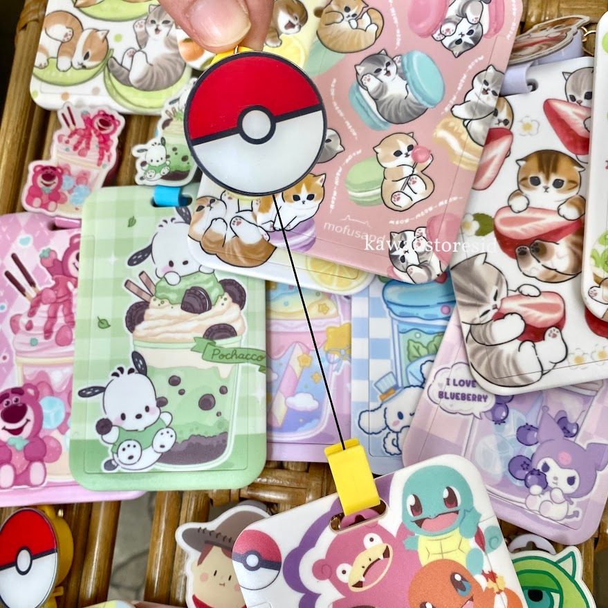 

RK ID Card Holder Tarik Yoyo Name Tag Pokemon Toy Story Woody Mike Monster Inc Lotso Sanrio Stella