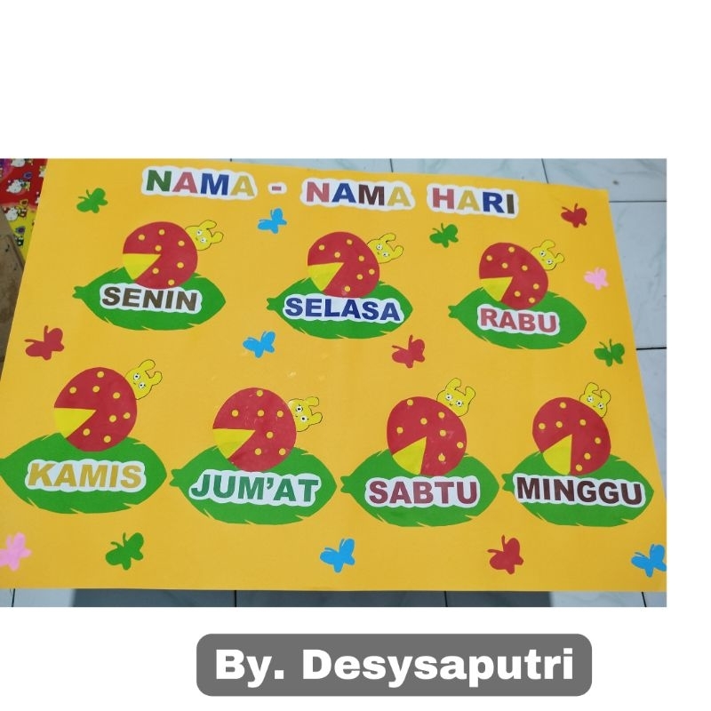 hiasan dinding kelas SD TK nama nama hari