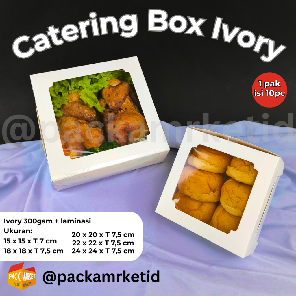 Katering Box IVORY - ukuran 15, 18, 20, 22, 24 - 1 pak isi 10pc - Box Kue,  Bento Cake, Katering