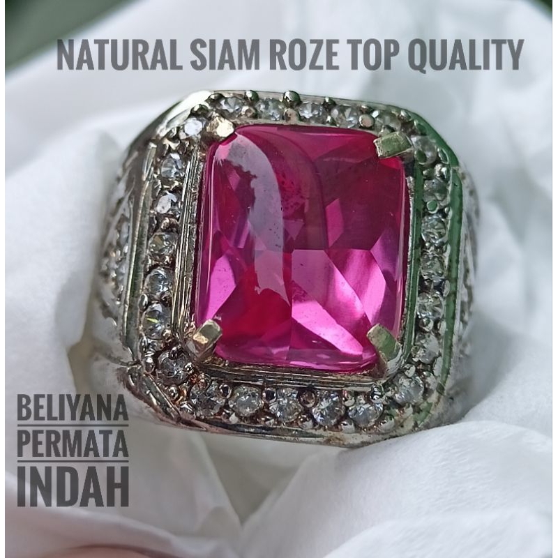 Cincin Batu Merah Delima Siam Rose Asli Mewah