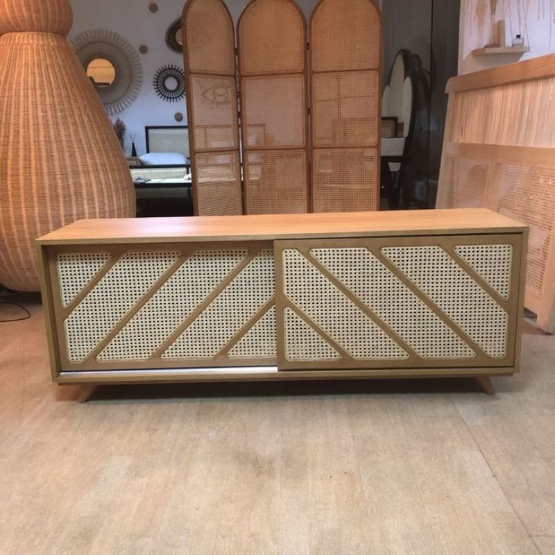 bufet tv rotan minimalis kayu jati / lemari bufet hias ruang tamu