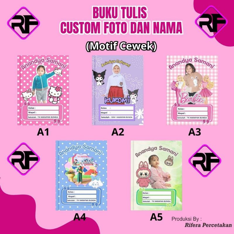 

Buku Tulis Custom Motif Cewek