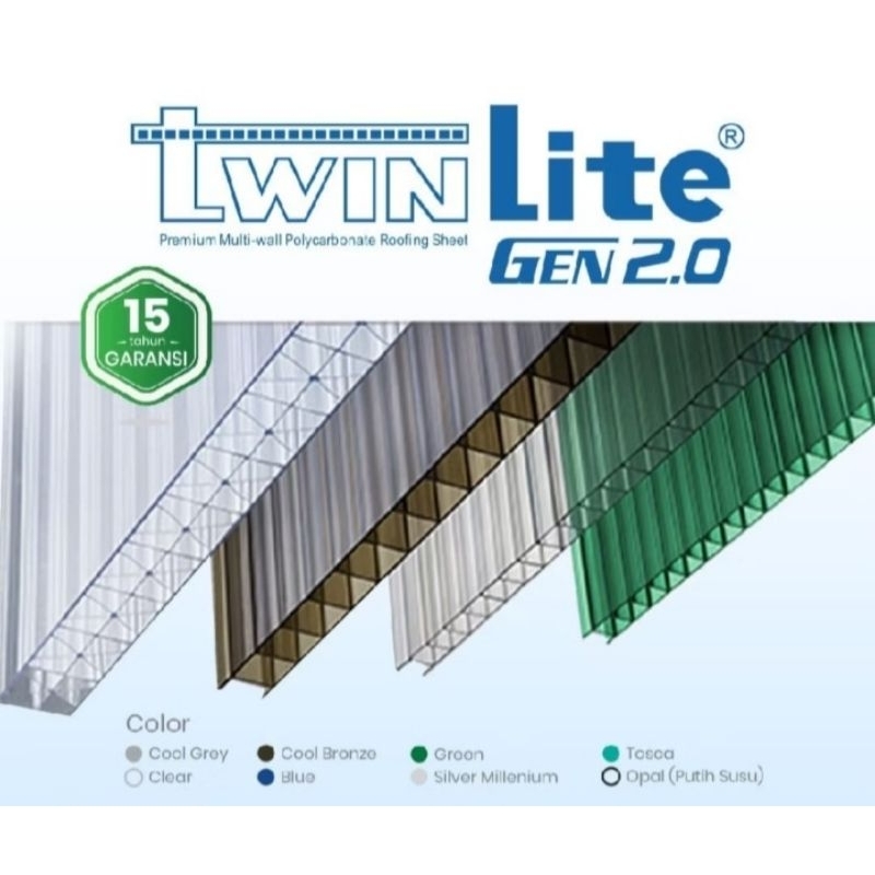 Atap Polycarbonate Twinlite 5 mm Gen2 flat/Twinlite polycarbonate 5mm Gen2 flat/rol