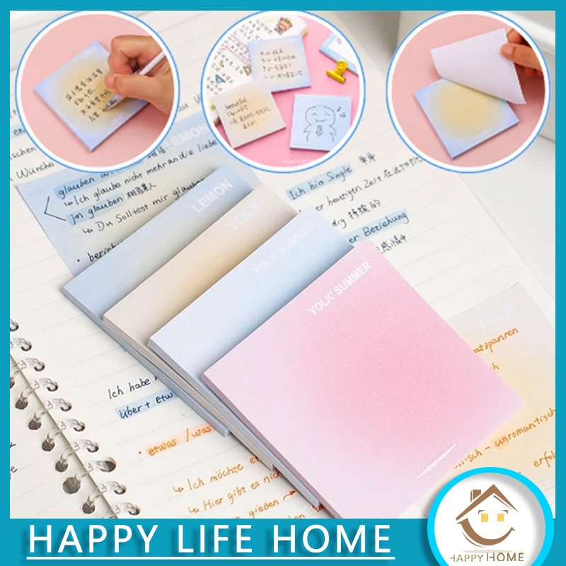 Sticky Notes 50 Lembar Gradasi Lucu Polos Memo Tempel Gradasi Warna-Warni 50Lembar Tempelan Kertas C