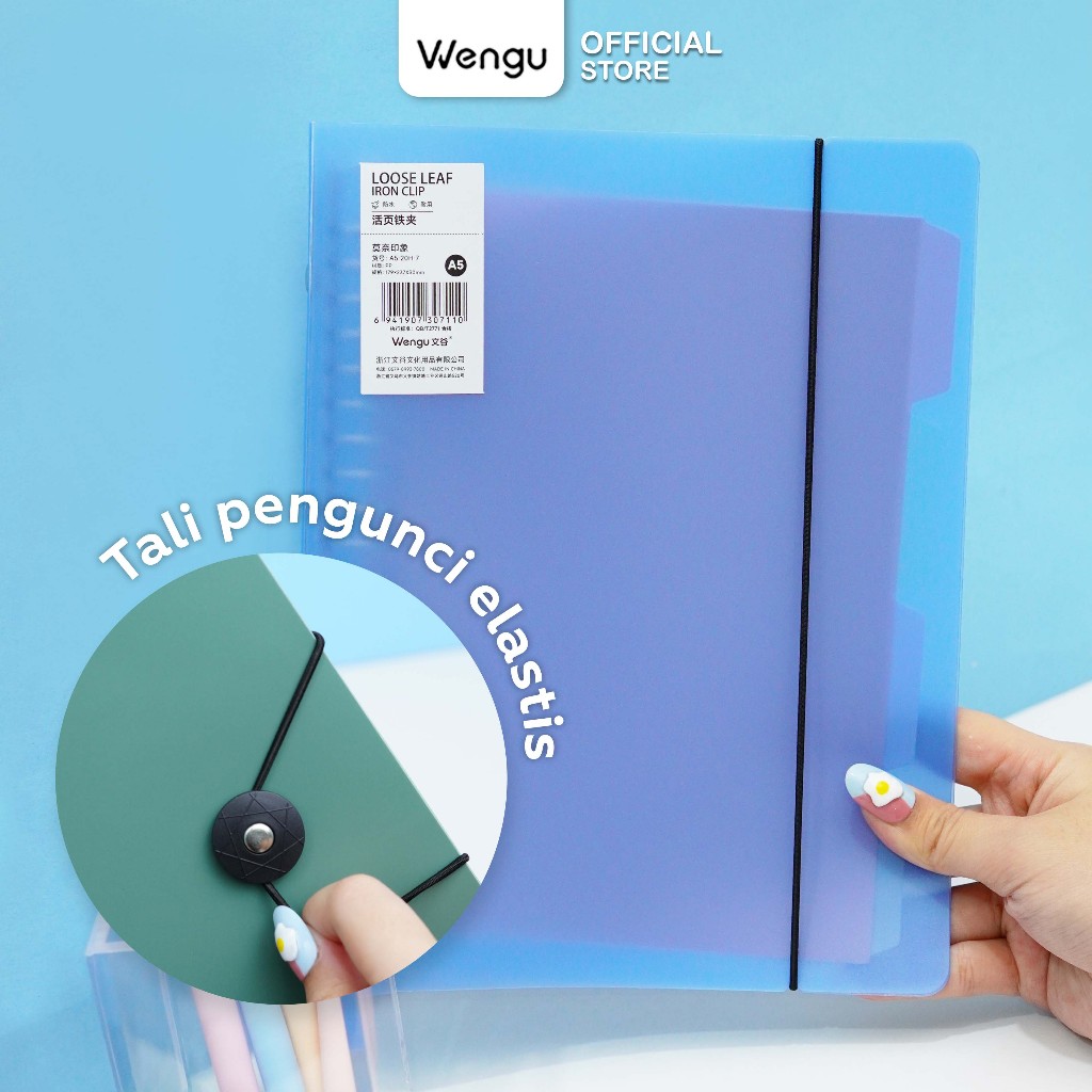 

[BARU] Wengu Binder Cover A5 Polos Transparan Anti Air Ring Besi A5-20H