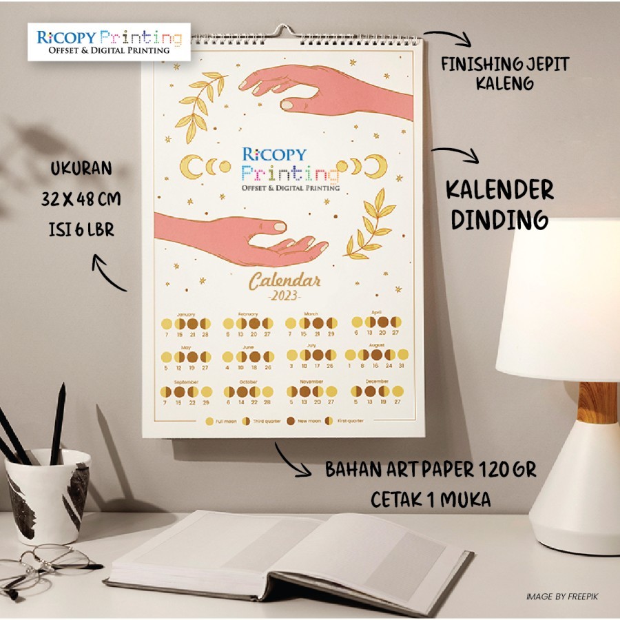 

Kalender Dinding 32x48 cm – Isi 6 Lembar | Cetak Custom Desain