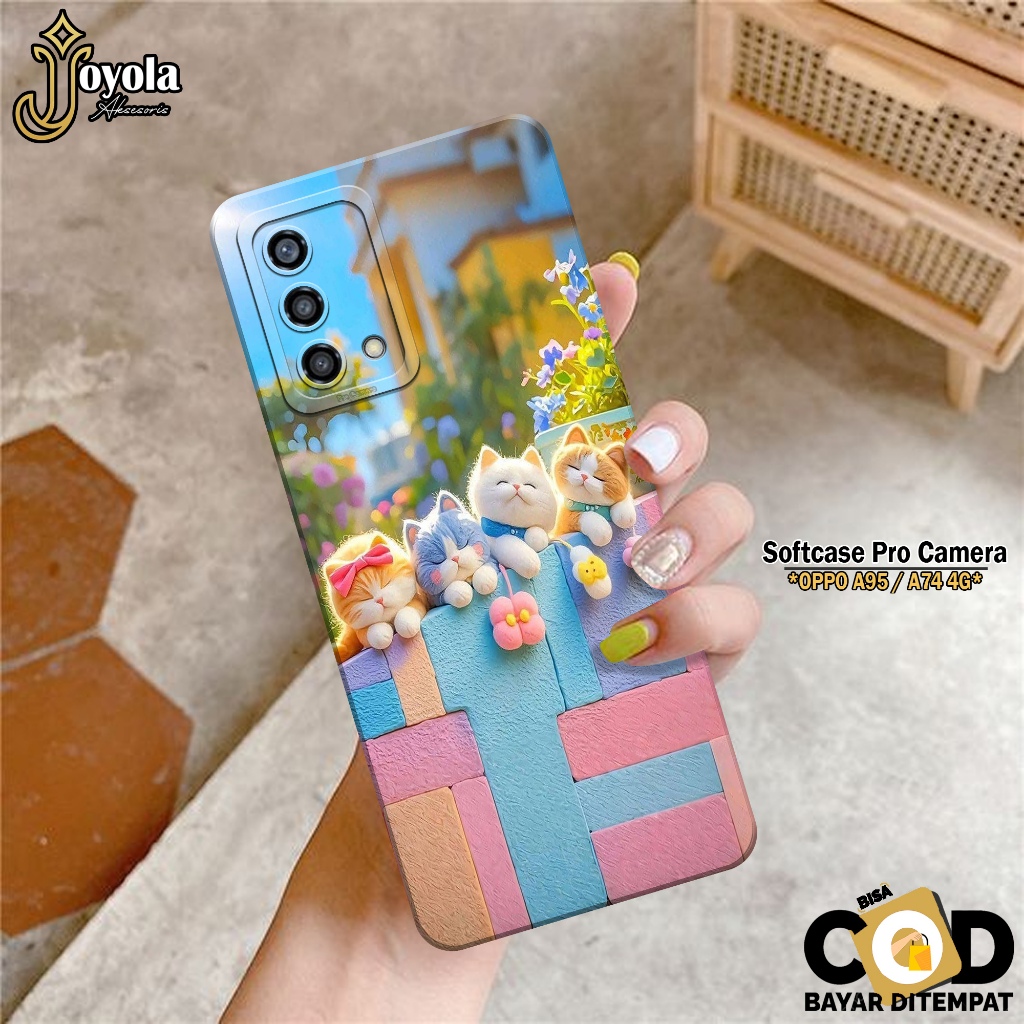 JOYOLA Case OPPO A95/A74 - Fahion Case Kartun - Softcase OPPO A95/A74 - Pro Camera - Casing OPPO A95