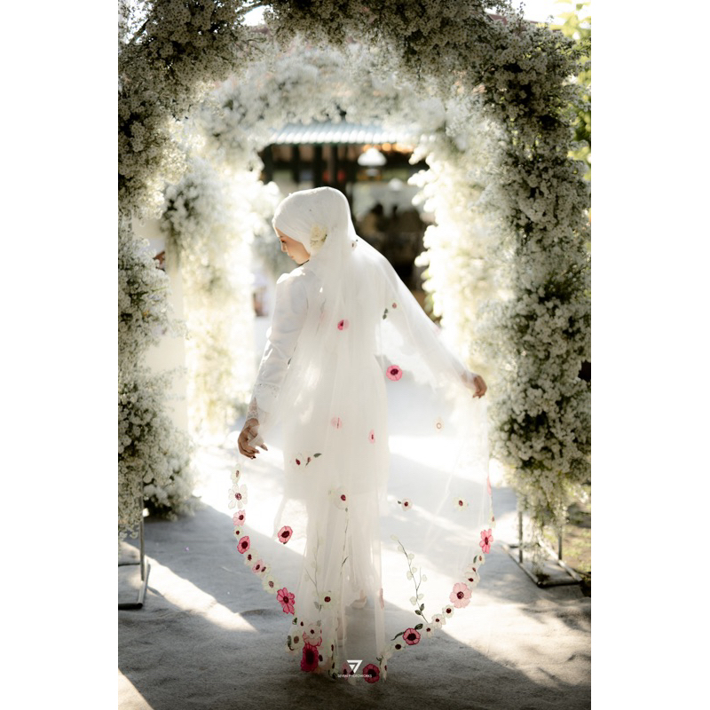 EMBROIDERED FLOWER VEIL embroidery veil tudung pengantin wedding veil bordir bunga cantik