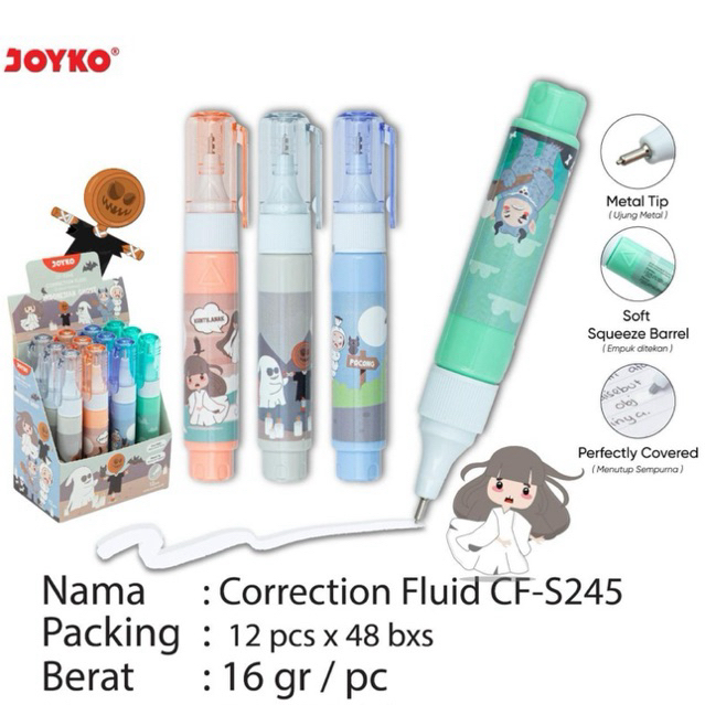 

( 1 pcs ) Correction Fluid Pen Metal Tip / Tip ex bentuk Pulpen / TIPE X Pen CF-S245 Indonesian Ghost CFS245 Joyko