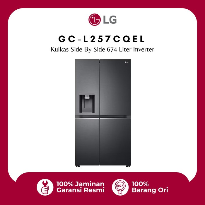 LG Kulkas Side by Side 2 Pintu 617L Inverter Dispenser & Ice Maker GC L257CQEL