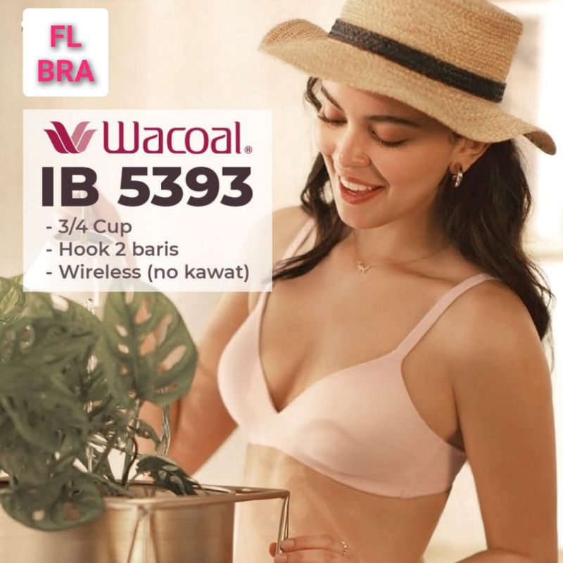 Wacoal IB 5393RI Bra 3/4 Cup Wireless (Tanpa kawat) Busa sedang Model Polos Seamless