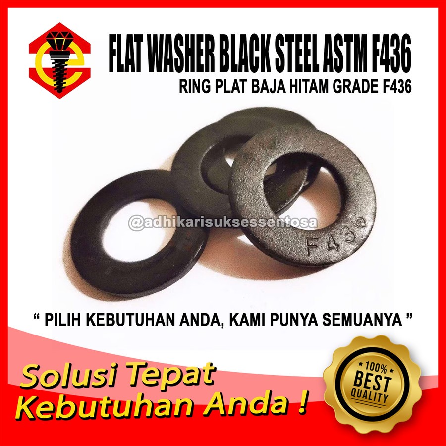 ASTM F436 / Ring Plat Baja Hitam 1/2" / Washer Plated M12 Black Steel 12 MM