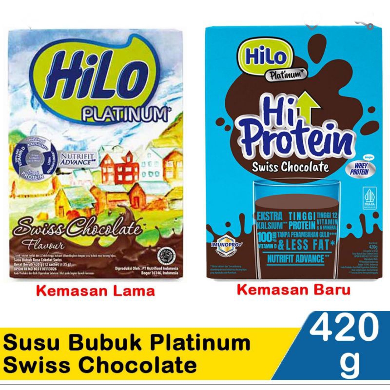 

Hilo Platinum susu bubuk rasa cokelat Swiss 420g (12 sachet @35g)