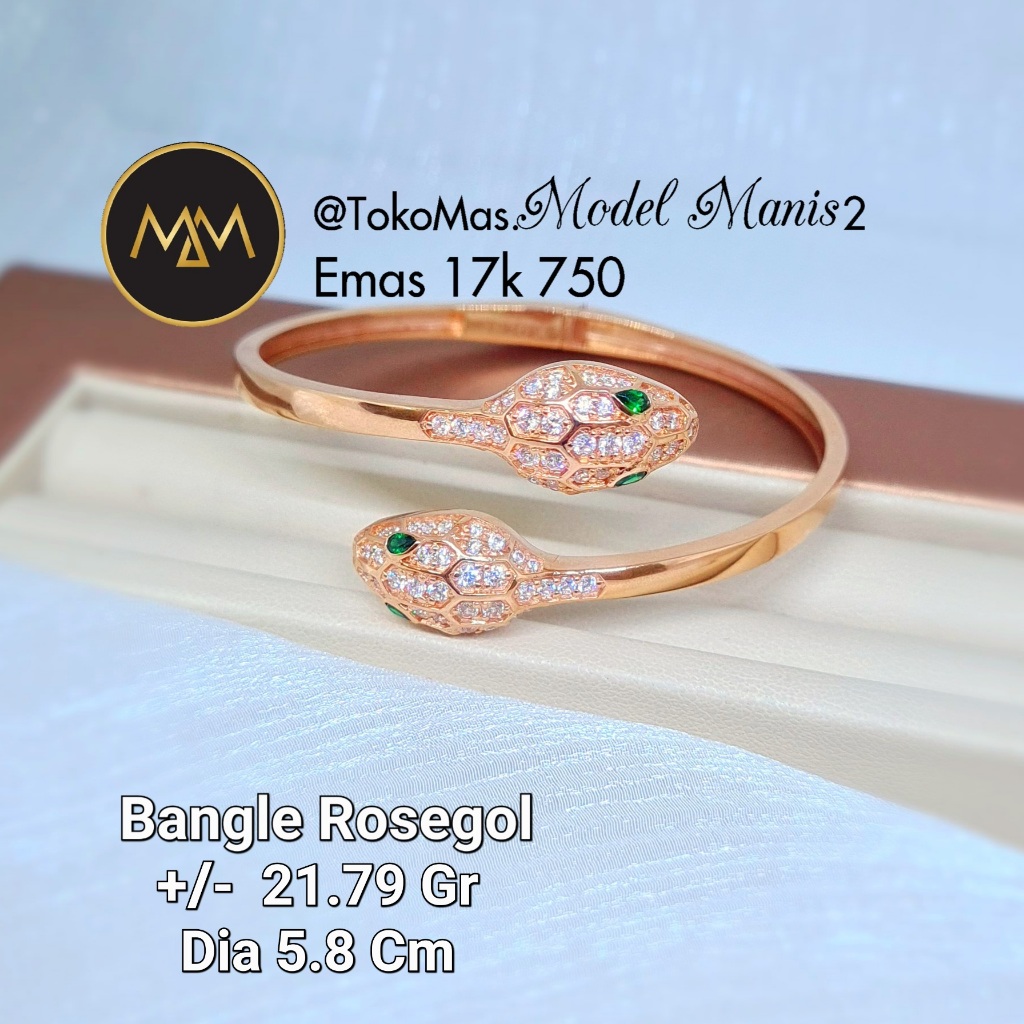 Gelang Tinju Serpenti Snake Rosegold 750 kadar 17k