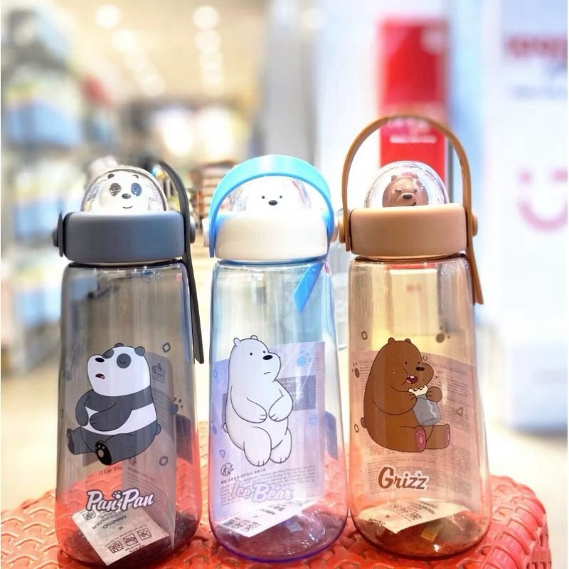Denpasar COD BALI MINISO We Bare Bears Collection Plastic Cool Water Botol Minum We Bare Bears