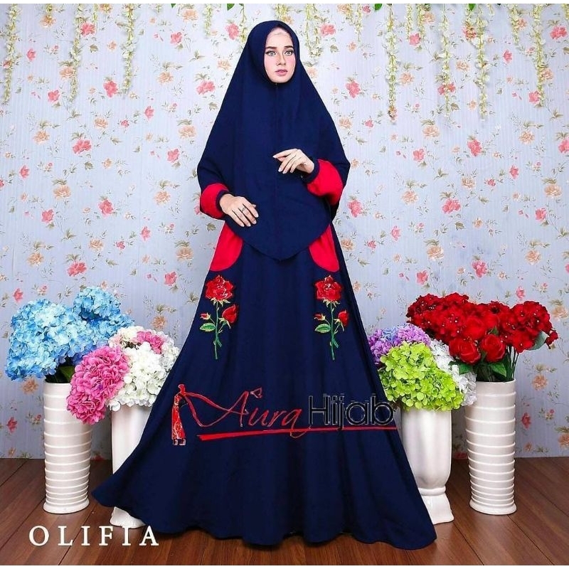 baju gamis perempuan merk aura hijab