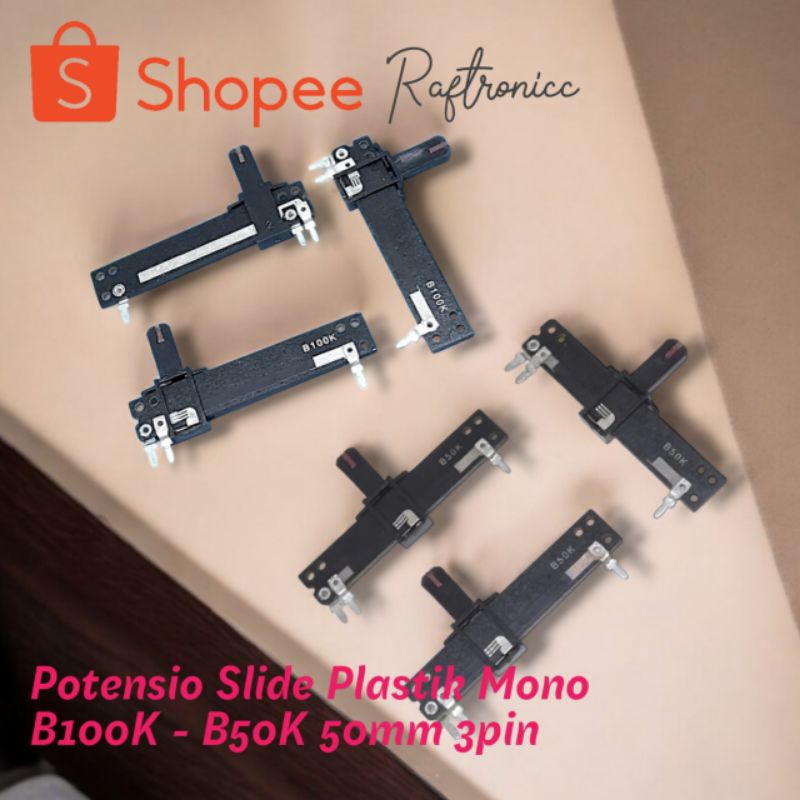 Potensio Geser Plastik Mono B100K - B50K 50mm 3pin.