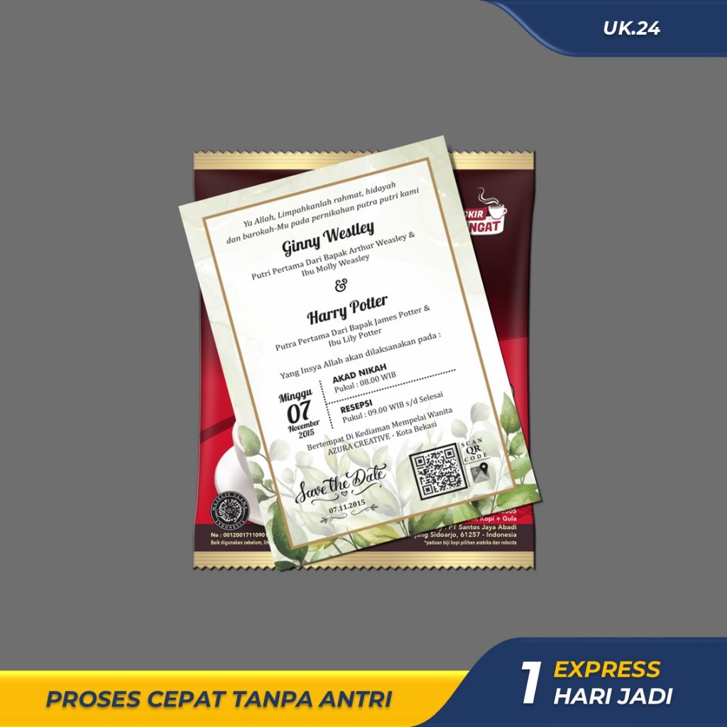 CETAK UNDANGAN KOPI PERNIKAHAN AESTHETIC | UNDANGAN KOPI KHITANAN | UNDANGAN KOPI KECIL MINI UNIK