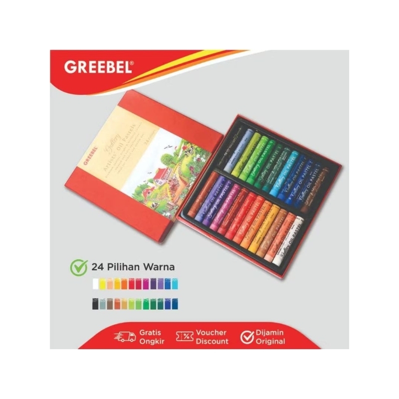 

GREEBEL Crayon Krayon Artist 24 Warna / Artist Oil Pastel 24 (AOP24) Mewarnai Professional Crayon Set