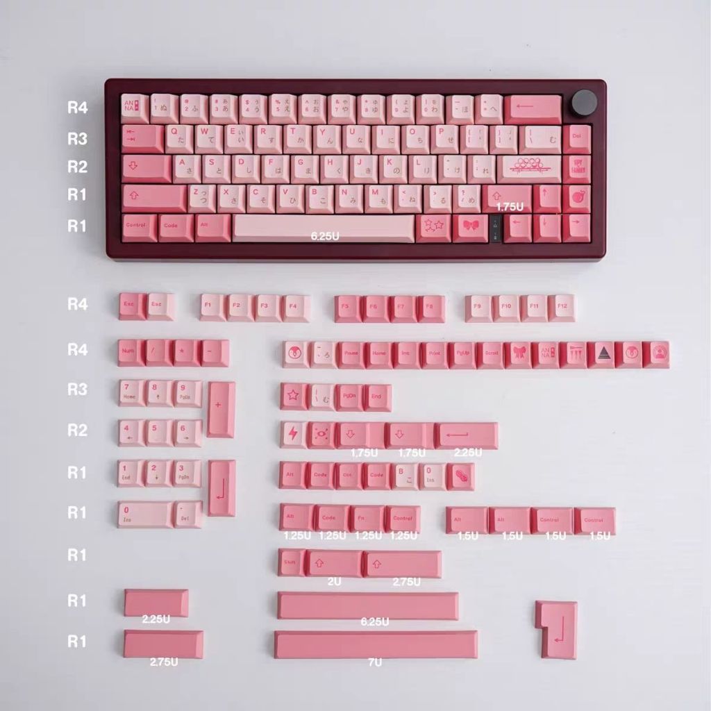 Anya PBT Keycaps Pink Cherry profile