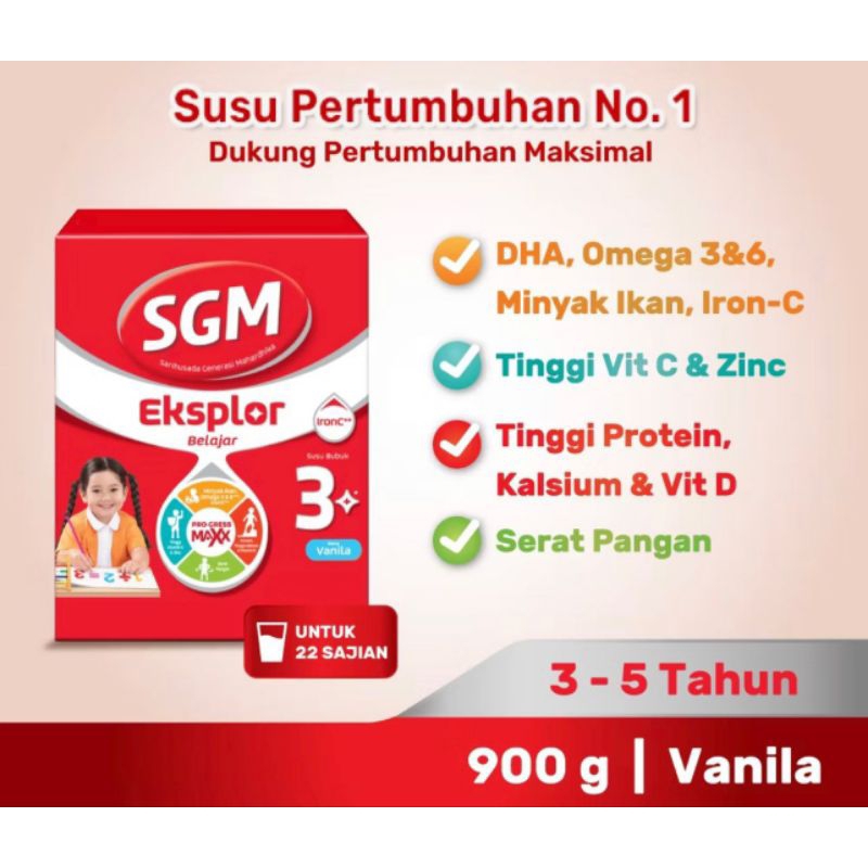 

SGM Eksplor Belajar 3+ Pro-GressMaxx Susu Bubuk Vanilla 900 gr