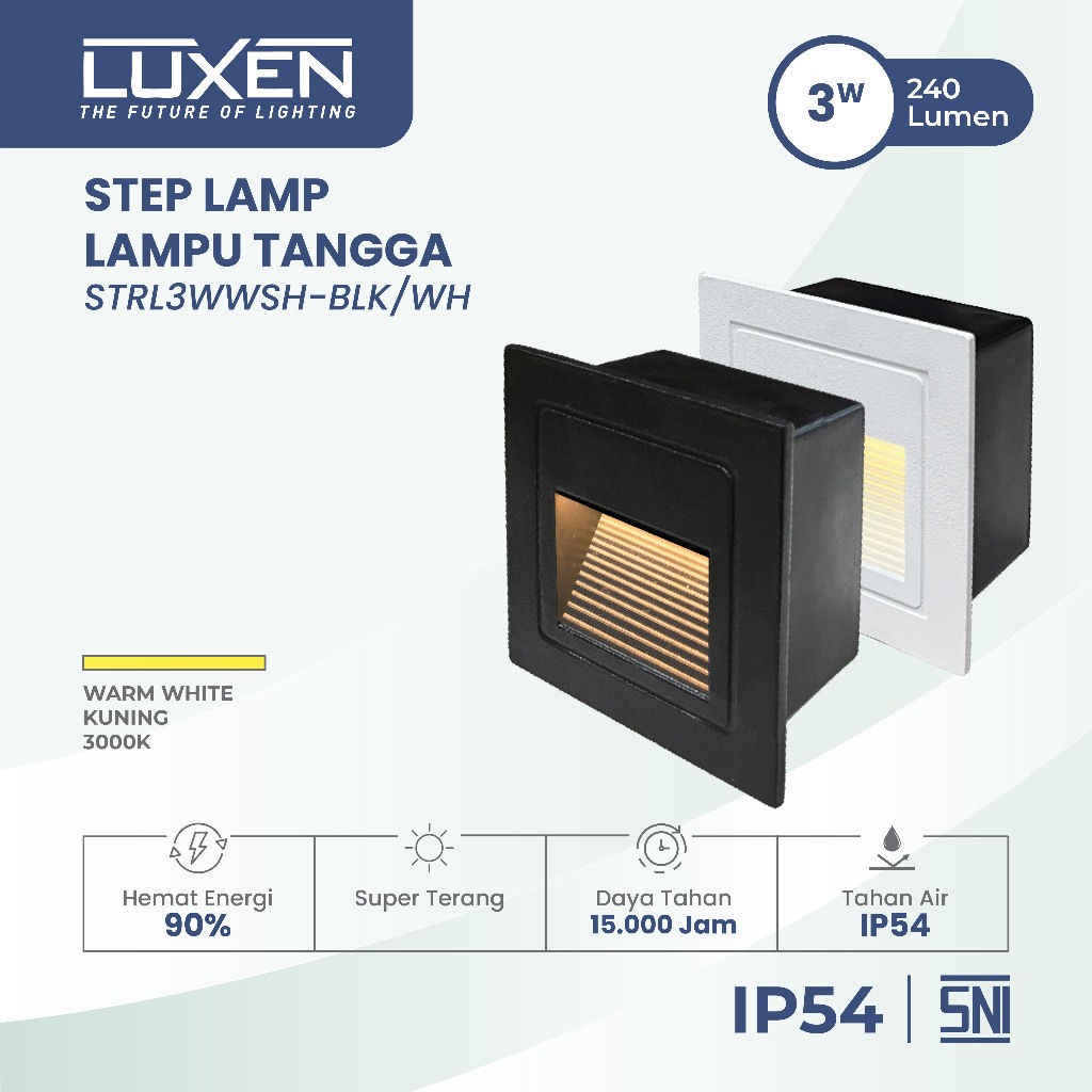 Luxen Lampu Tangga LED Persegi Step Lamp 3 Watt Cahaya Kuning