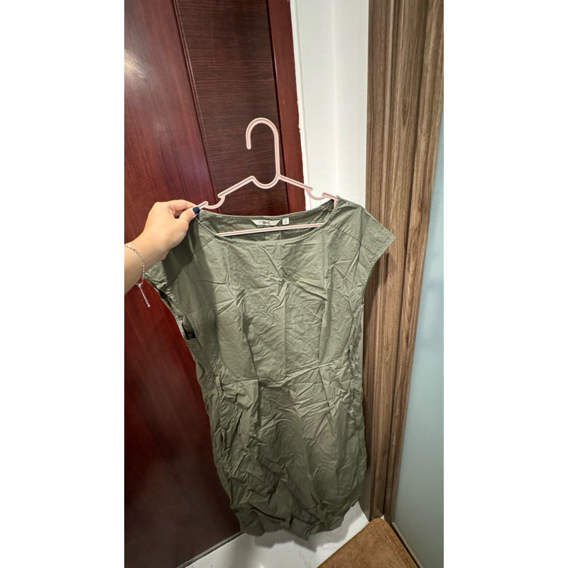 preloved uniqlo murah dress sage green
