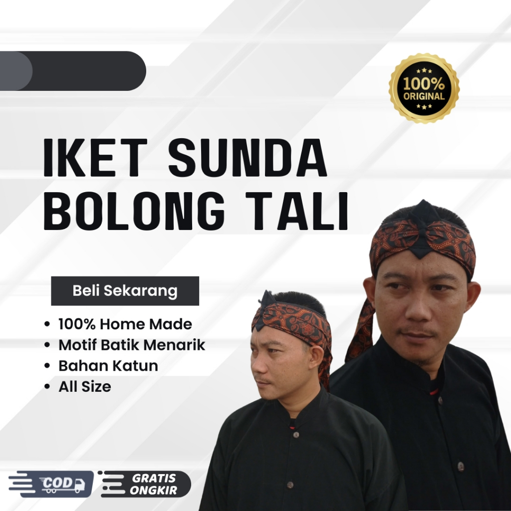 Iket Sunda Bolong Tali Motif Batik/Belangkon Bolong/ Iket Kepala Cowok